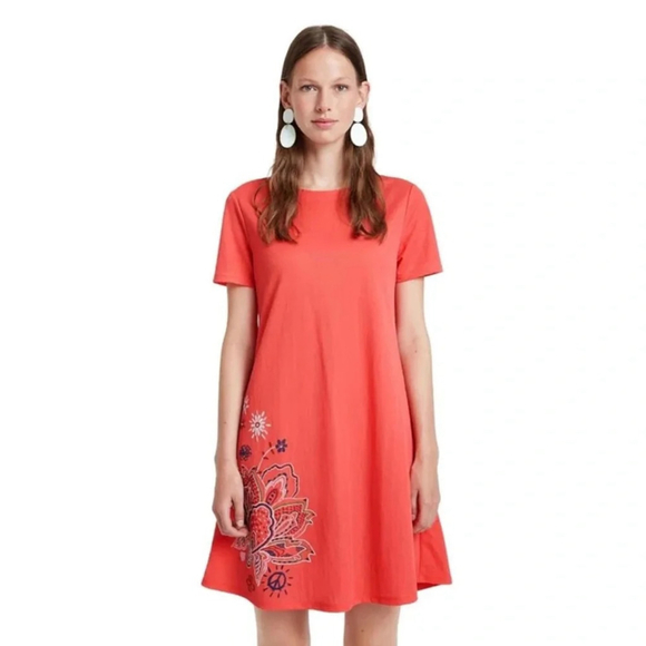 Desigual Dresses & Skirts - NWT Desigual “blue summer” t-shirt dress in coral pink size Small